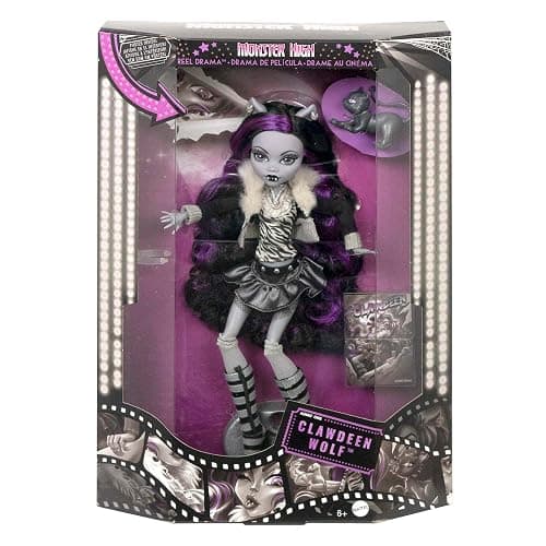 Monster High Reel Drama Doll, Clawdeen Wolf in Black and White, Collectible Reproduction with Doll-Size and Life-Size Posters, Horror Flick Theme thumbnail 6