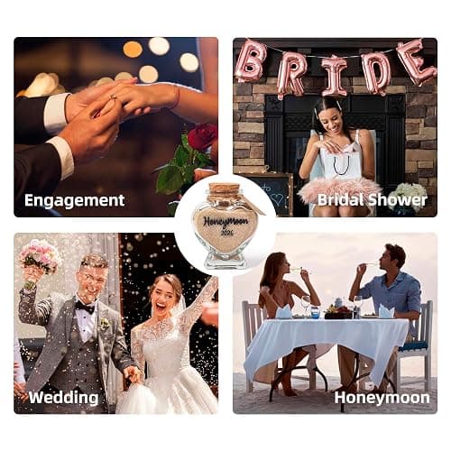 TUNGURIS Honeymoon Sand Keepsake Jar 2026，Bridal Shower, Wedding, Engagement, Honeymoon, Travel for Couples, Newlywed, Fiance(Gift Box Includes) - 40ml Heart Shape Glass thumbnail 6