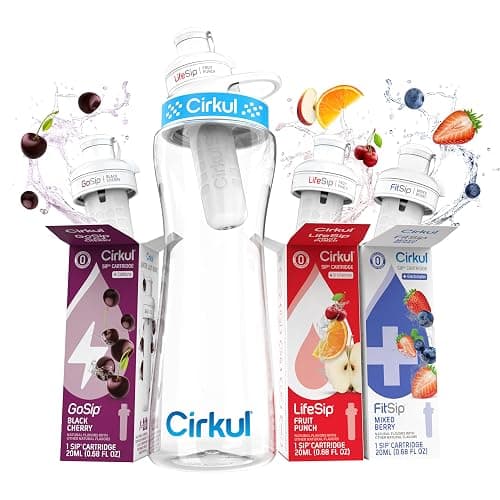 Cirkul 22oz Clear Plastic Bottle with 3 No Sugar, 0 Cal Flavored Water Sips - Image 1