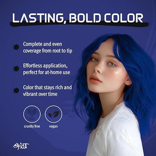 Splat Blue Envy Semi Permanent Hair Dye Kit with Bleach, 1 Application, Includes Blue Hair Dye, Oxide & Bleach Powder, Vegan & Cruelty Free Hair Color thumbnail 2
