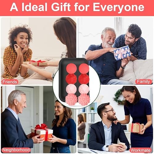 JoyJoyful 8 PCS Magnetic Balls Fidget Toy for Adults Kids, Stress Relief Sensory Toys for Autism, Magnet Fidget Balls, Silicone Textures Gadgets Office Desk Toy, Stocking Stuffers (Red) thumbnail 8