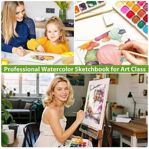 Soucolor 40 Sheets Watercolor Paper Pad, 9"x12" Water Color Paper, 140lb/300gsm Artist Painting Drawing Paper Book, Art Supplies for Adults, Watercolor Paint Set, Sketchbook, Journal, Notebook thumbnail 7