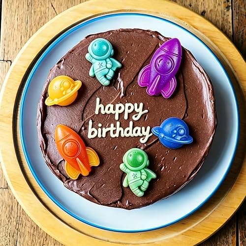 Ysqool Space Themed Silicone Mold, Astronaut Rocket Planet Fondant Mold, Chocolate Candy Molds, Epoxy Resin Soap Clay Mould for Baking Cake Decorating, Cupcake Toppers, Mousse, Gummy, DIY Crafts thumbnail 7