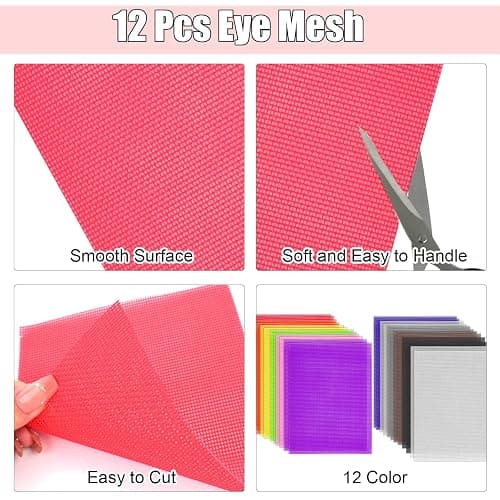 12 Pack Eye Mesh, 12 Color Eye Mesh for Therian Mask, 7.87 x 5.91 Inch DIY Therian Mask Kit for Furries Cosplay, Props, Fursuits, Craft Making thumbnail 3