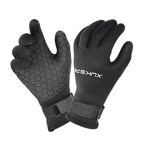 XUKER Water Gloves, 3mm & 5mm Neoprene Five Finger Warm Wetsuit Winter Gloves for Scuba Diving Snorkeling Surfing - Image 1