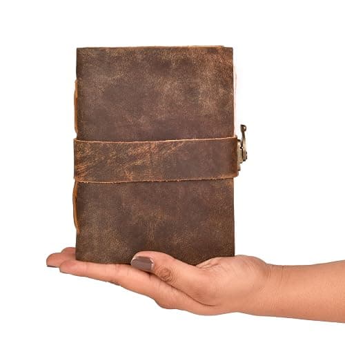LEATHER VILLAGE Leather Bound Vintage Journal for Women & Men - Book of Shadows - Lock Closure - 200 Pages of Antique Deckle Edges Handmade Paper - Rustic Brown Color - 7 X 5 inches thumbnail 7