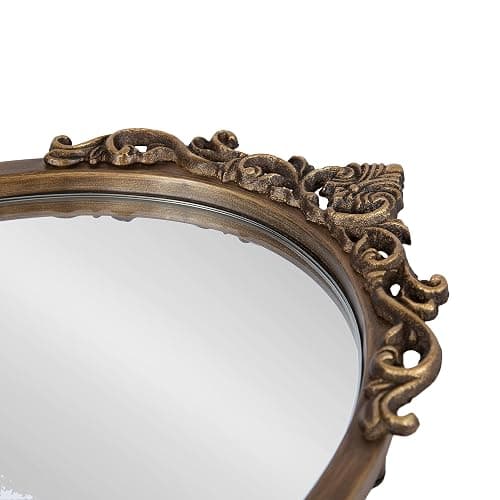 Kate and Laurel Arendahl Vintage Oval Mirrored Decorative Tray; 17 x 10; Antique Gold; Traditional Ottoman Tray for Living Room Home Decor with Ornate Detailing thumbnail 6