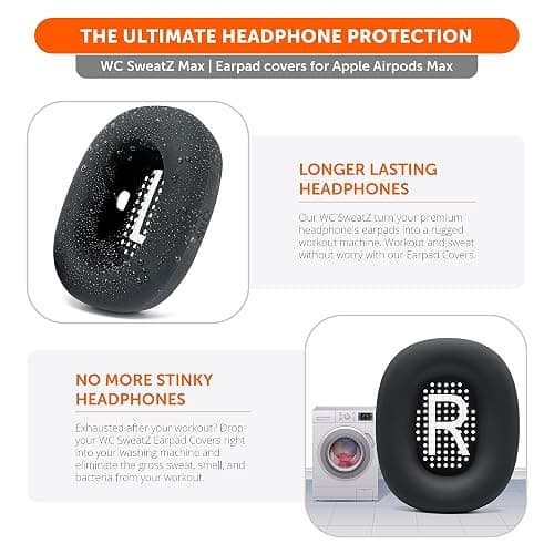 WC SweatZ Max - Patented Silicone Sweat Covers for AirPods Max 1 | Made by Wicked Cushions | (Does Not Fit AirPods Max 2). Sweatproof, Full Earpad Protection | Black thumbnail 3