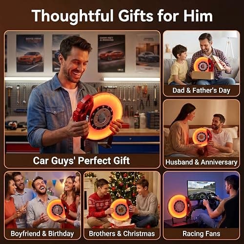 WILLBOND Brake Disc LED Lamp Car Guy Gifts for Men, Red - Orange Yellow | Cool Car Lamps, Rechargeable Ambient Touch Night Light, Unique Gifts for Him, Dad, Racing Lover, Fans, Birthday, Christmas thumbnail 5