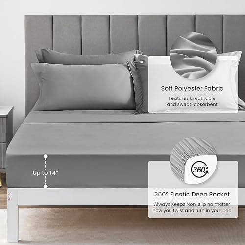 Love's cabin Queen Comforter Set Grey, 7 Pieces Queen Bed in a Bag, All Season Bedding Sets with 1 Comforter, 1 Flat Sheet, 1 Fitted Sheet, 2 Pillowcase and 2 Pillow Sham thumbnail 4