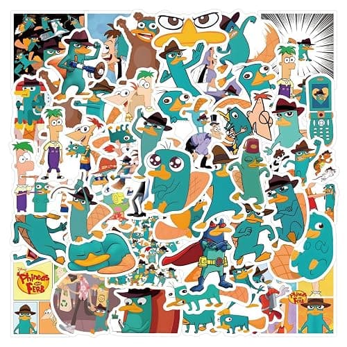 SZWMXH 55pcs Perry The Platypus Stickers Agent P Stickers for Kids Water Bottle,Cool Phineas and Ferbs Stickers Waterproof Decals for Laptops Skateboard Travel Case Bumper Bike Computer - Image 1