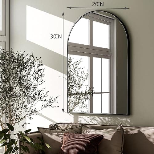 HARRITPURE 20"x30" Arched Bathroom Mirror - Wall Mounted Mirror - Black Arch Mirror - Aluminum Alloy Frame Bathroom Mirror Living Room, Bedroom and Entryway thumbnail 2
