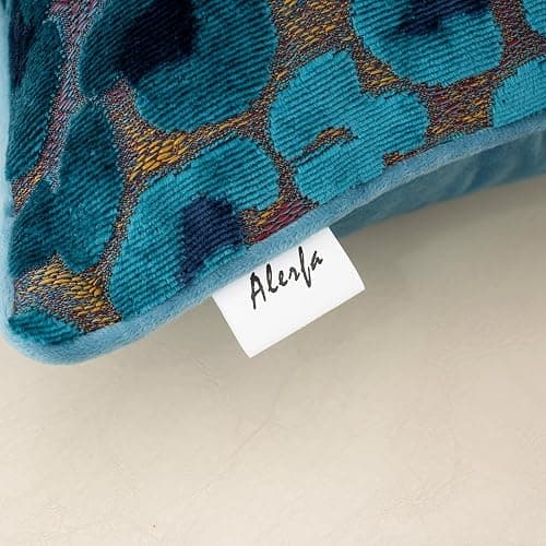 Alerfa Blue Floral Throw Pillow Cover 18 x 18 Inch Cut Velvet Sqaure Luxury Decorative Pillow Cover for Couch Living Room Bedroom thumbnail 8