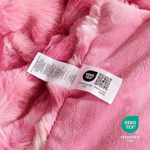 Cozy Bliss Faux Fur Throw Blanket for Couch, Bubble Plush Blanket Queen Size, Fuzzy Soft & Thick Blanket for Bed Sofa Living Room, 90x90 Inches Tie-dye Pink thumbnail 8