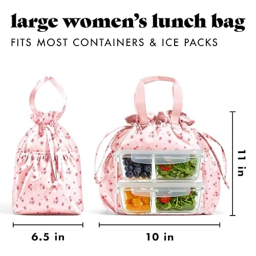 Fit & Fresh Cromwell Cinch Insulated Lunch Bag for Women w/Containers | Durable Lunch Box for Women, Meal Prep Lunch Tote For Nurses, Teachers, School, Work. Leak-Resistant, Large Capacity thumbnail 3