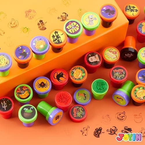 JOYIN 50 Pcs Halloween Stamps for Kids, 25 Designs Assorted Plastic Stamps Bulk, Trick Or Treat Stampers for Halloween Party Favor Gifts, Halloween Goodie Bag Fillers Classroom Game Prizes thumbnail 2