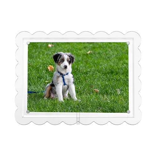 GRAHAM DESIGN 2 Pack of 5 x 7 Clear Acrylic Scalloped Picture Frames, Magnetic Acrylic Closure with Dual Kickstand Holes for Vertical and Horizontal Display, Modern Gift Decor thumbnail 6