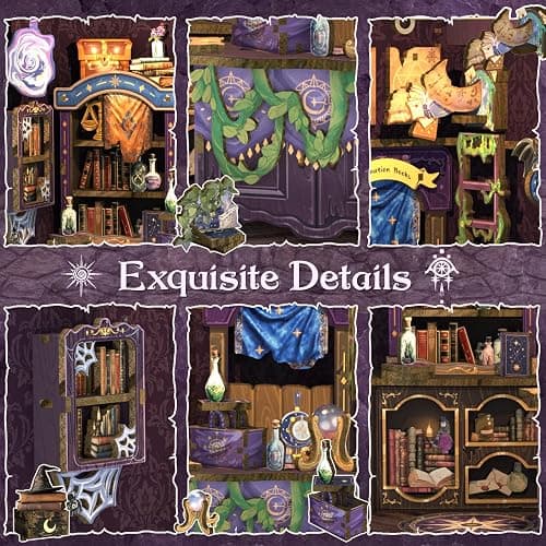 CUTEBEE Book Nook Kit - DIY Miniature House Dollhouse Kit for Adults and Teens, Booknook Tiny House Bookshelf Decor 3D Wooden Puzzle, Gifts for Family Friends (The Astrology Bookshop) thumbnail 6
