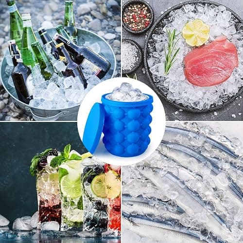 Aoutrow Ice Cube Mold, Silicone Ice Bucket Ice Cup with Lid (2 in 1), Press Type Easy-Release Ice Trays Ice Cube Maker for Frozen Cocktail, Whiskey, Beverages thumbnail 5