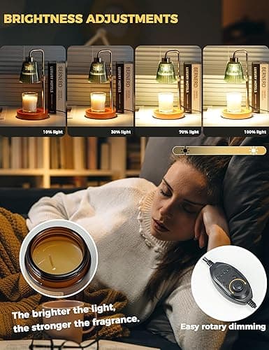 GODONLIF Green Candle Warmer Lamp with Cycle Timer, Birthday Gifts for Women Mom Her, House Warming Gifts New Home Room Decor, Wax Melt Warmer for Jar Candles with 2 Bulbs thumbnail 3
