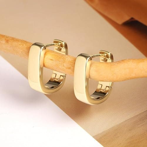 925 Sterling Silver Earrings Small Chunky Silver Earrings for Women Trendy Small Hoop Earrings Silver Hypoallergenic Earrings Small Thick Huggie Hoops Earrings for Jewelry Gifts thumbnail 3