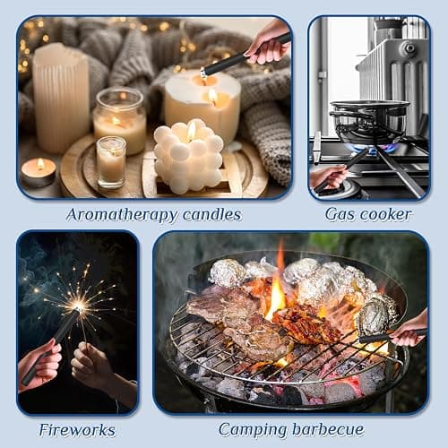2 PCS Candle Lighter,Windproof Flameless Electric Lighter with LED Power Display ＆ Safety Switch, Upgraded Plasma USB Rechargeable Lighters for Birthday Camping BBQ (Black) thumbnail 2