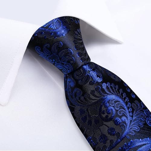 DiBanGu Silk Floral Ties for Men Woven Paisley Necktie and Tie Clip Handkerchief Cufflinks Set for Party Wedding thumbnail 5