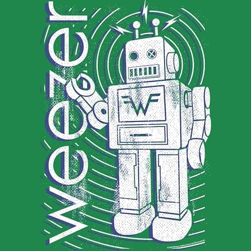 American Classics WeezerRock Band Robot & Logo Green Youth Short Sleeve T-Shirt Graphic Tee thumbnail 3
