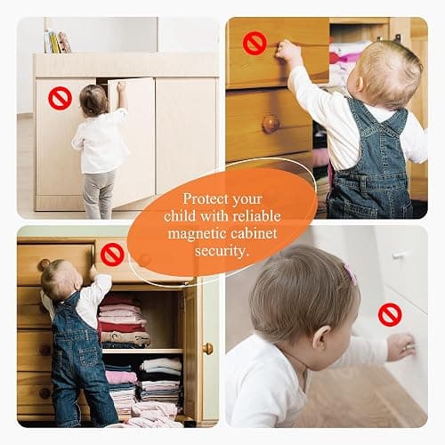 TREZUMA Magnetic Cabinet Locks Baby Proofing (20 Locks + 2 Keys) – Child Proof Cabinet Locks with Easy Adhesive Installation – Child Safety Locks for Kitchen, Cabinets & Drawers with Optional Screws thumbnail 7