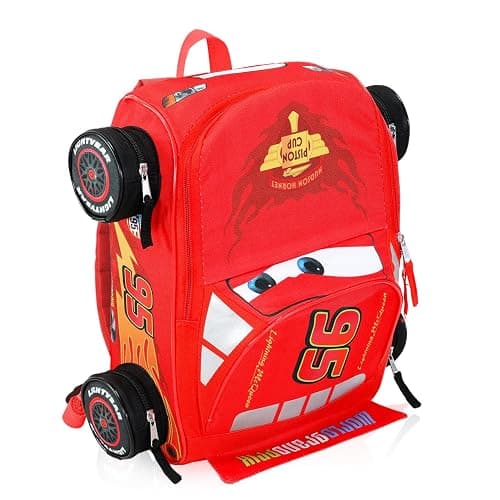 Disney Cars Mini Backpack for Kids - Bundle with 14” Lightning McQueen Backpack with Water Bottle, Stickers, More | 3D Lightning McQueen Travel Bag Set for Girls, Boys thumbnail 2
