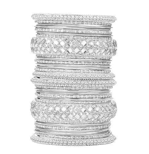 Aheli Ethnic Colorful Metal Bangles Chudha Set Stone Studded Bangle Set Indian Wedding Wear Fashion Jewelry Gift for Women - Image 1