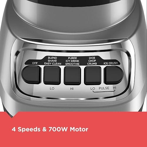 BLACK+DECKER PowerCrush Multi-Function Blender with 6-Cup Glass Jar, 4 Speed Settings, Silver thumbnail 4