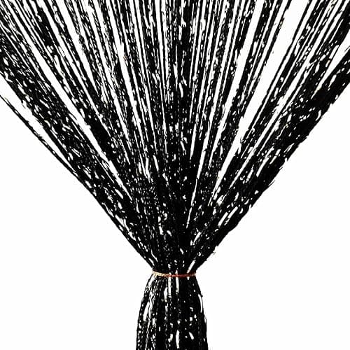 Atsweetlife Door String Curtain Doorway Beads Curtains,Hanging Room Divider Beaded Decor Hippie Glitter Fringe Panel Closet Window Doors Sequin Sheer Boho Doors Tassel (Black) thumbnail 9