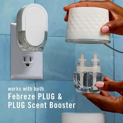 Febreze Plug Scent Booster Starter Kit, Oil Diffuser, Air Freshener Plug in, Continuous Scent Device + 2 Downy Calm Refills thumbnail 7