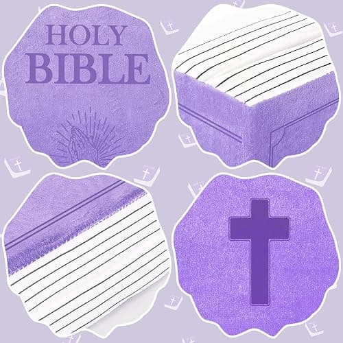 Children's Cartoon Plush Toy Throw Pillows, Christmas holiday Bible Book Pillow that Opens, Home Aesthetic Room Decorative Pillow, Kids Pillow, for Bedroom Sofa Cushion Chair Couch Bed (Purple) thumbnail 5