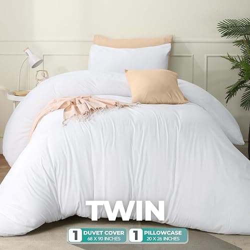 Utopia Bedding Duvet Cover Set with Pillowcases- 2 Pieces Bedding Duvet Cover with Zipper Closure - 1 Duvet Cover with 1 Pillow Sham - Soft Brushed Microfiber (Twin/Twin XL, White) thumbnail 2