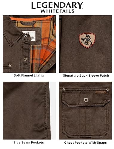 Legendary Whitetails Men's Flannel Lined Shirt Jacket Waxed Cotton Water Resistant thumbnail 6