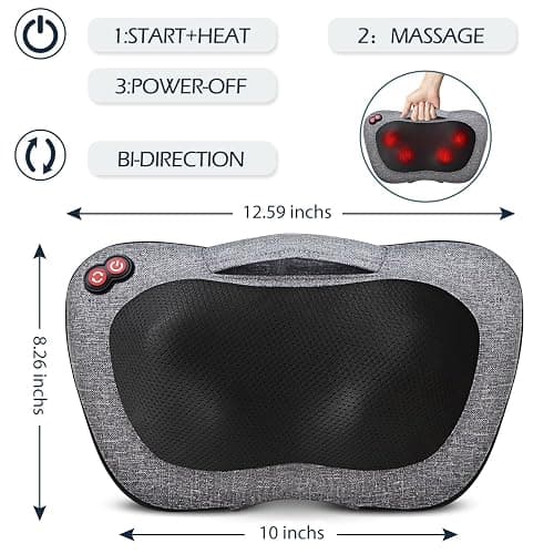VIKTOR JURGEN Shiatsu Back Massager with Heat – Deep Tissue Massage for Neck, Shoulder, Leg, Upper & Lower Back Pain Relief, Electric Kneading 3D Massage Pillow Gifts for Men Women Dad, Mom, Christmas thumbnail 6