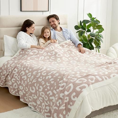 Snuggle Sac Leopard Blanket, Queen Size Beige Bedding Blanket Microfiber Fluffy Warm Cozy Fuzzy Soft Blanket Reversible Cheetah Blankets for Bed, Couch, Sofa, 90x90 inches - Leopard Beige - Queen(90"x90") thumbnail 7