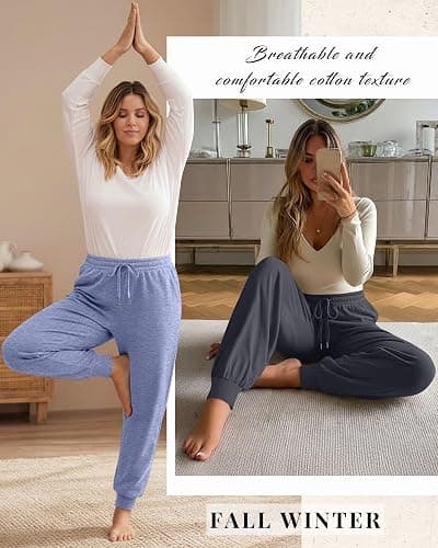 Evervibe 3Pack Women's Plus Size Sweatpants with Pockets Drawstring Elastic Waist Joggers Lounge Running Yoga Pants Trousers thumbnail 5