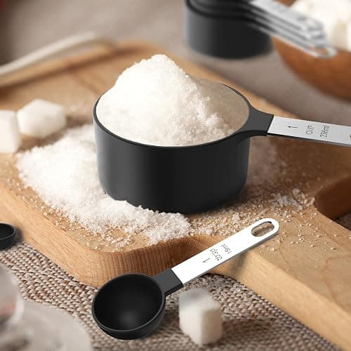 TILUCK Measuring Cups & Spoons Set, Stackable Cups and Spoons, Nesting Measure Cups with Stainless Steel Handle, Kitchen Gadgets for Cooking & Baking (Gray) - Gray thumbnail 3
