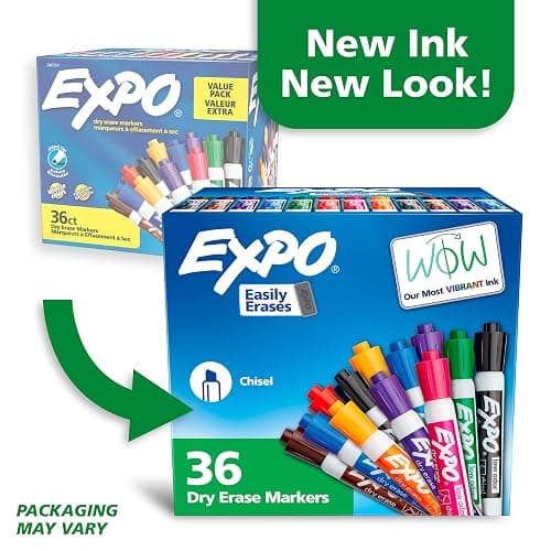 EXPO Chisel Tip Dry Erase Markers, Low-Odor Assorted Colors, Pack of 36 - Ideal for Classrooms, Offices, and Homes - 36-count - Assorted 2 - Markers thumbnail 2