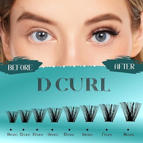 GEMERRY Lash Clusters D Curl 280pcs 80D 280 PCS 10-18MIX for Beginners | Wispy Natural Lash Clusters Individual Eyelash Extensions Soft Thin Band Fluffy Volume Reusable Handmade DIY at Home Beginner thumbnail 4