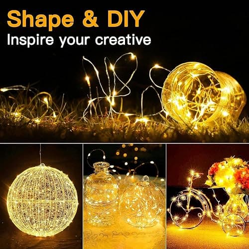 6 Pack Fairy Lights Battery Operated 7ft 20 LED Mini String Lights Twinkle Lights Silver Wire Firefly Starry Moon Lights for Mason Jars Wedding Party Christmas Centerpiece Table Decorations,Warm White thumbnail 8