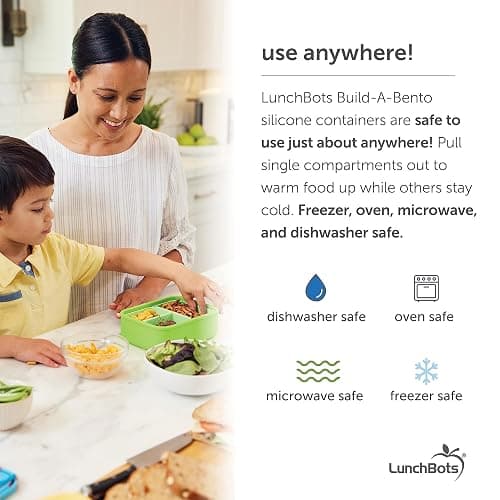 LunchBots Build -a- Bento Lunch Box, Silicone Bento Box for Kids, Multi-Compartment Lunch Container, Oven & Dishwasher Safe, BPA Free, 28 oz - Yellow - Solid Yellow thumbnail 7