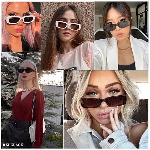 KUGUAOK Retro Rectangle Sunglasses Women and Men Vintage Small Square Sun Glasses UV Protection Glasse thumbnail 3