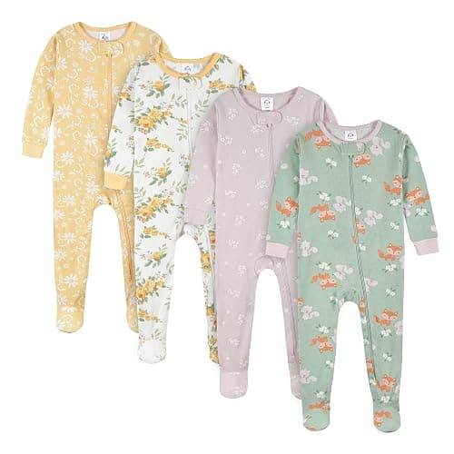 Gerber Baby Girls' 4-Pack Footed Pajamas - 18 Months Dreams Rainbows Pink - Image 1