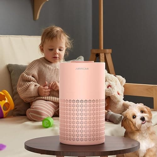 AIRROMI Air Purifier for Bedroom with HEPA 3-in-1 Filter, Pet Air Purifier for Home Cat Pee Smell, Covers Upto 990 Ft², Quiet 360°intake Air Cleaner for pet hair,allergies,Dust,Smoke A2001 Orange - Orange thumbnail 8