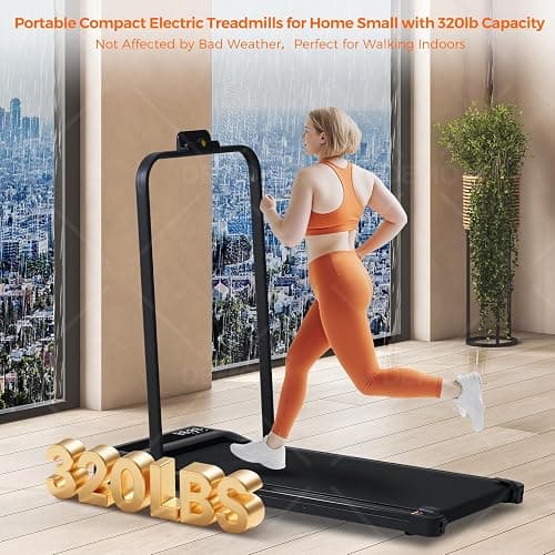 Walking Pad Treadmill with Handles, Folding Foldable Electric Treadmills for Home Small, 3.0HP Walking Pad with Handle Bar, 3 in 1 Portable Under Desk Treadmill with LED Display, 320LBS Capacity thumbnail 3