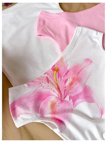 WDIRARA Girl's 3 Pack Floral Off The Shoulder T Shirts Cap Sleeve Tee Fitted Tops thumbnail 3